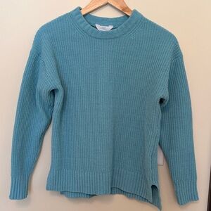 Time and Tru Aqua Knit Ribbed Relaxed Fit Crew Neck Sweater